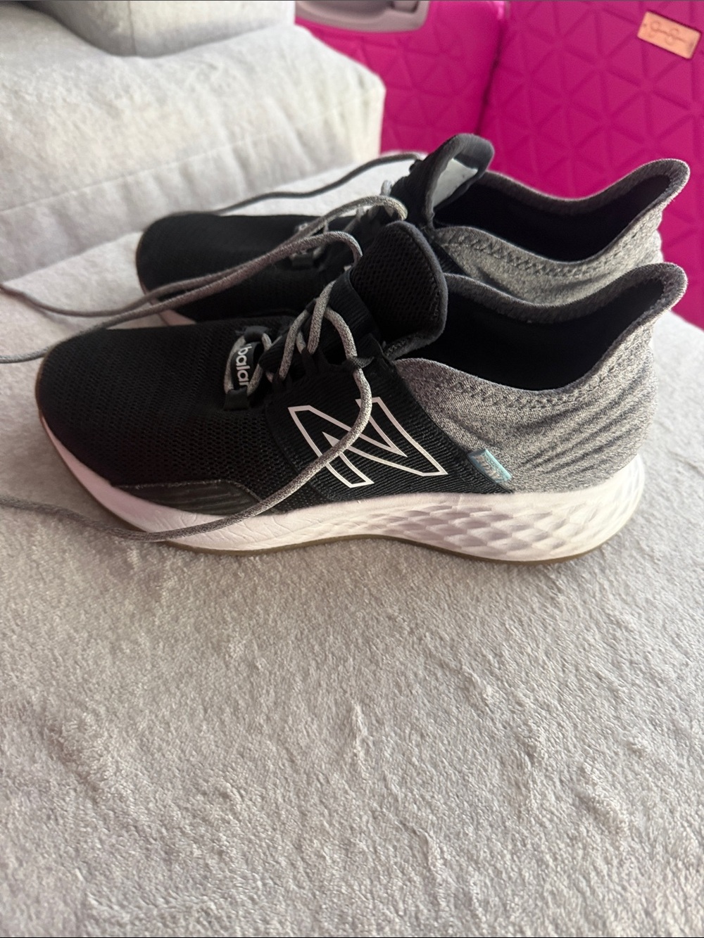 New Balance Black and Gray Knit Training Sneakers